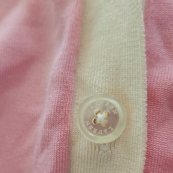 Lauren Ralph Lauren Pink and Cream Cardigan - Picture 3 of 4